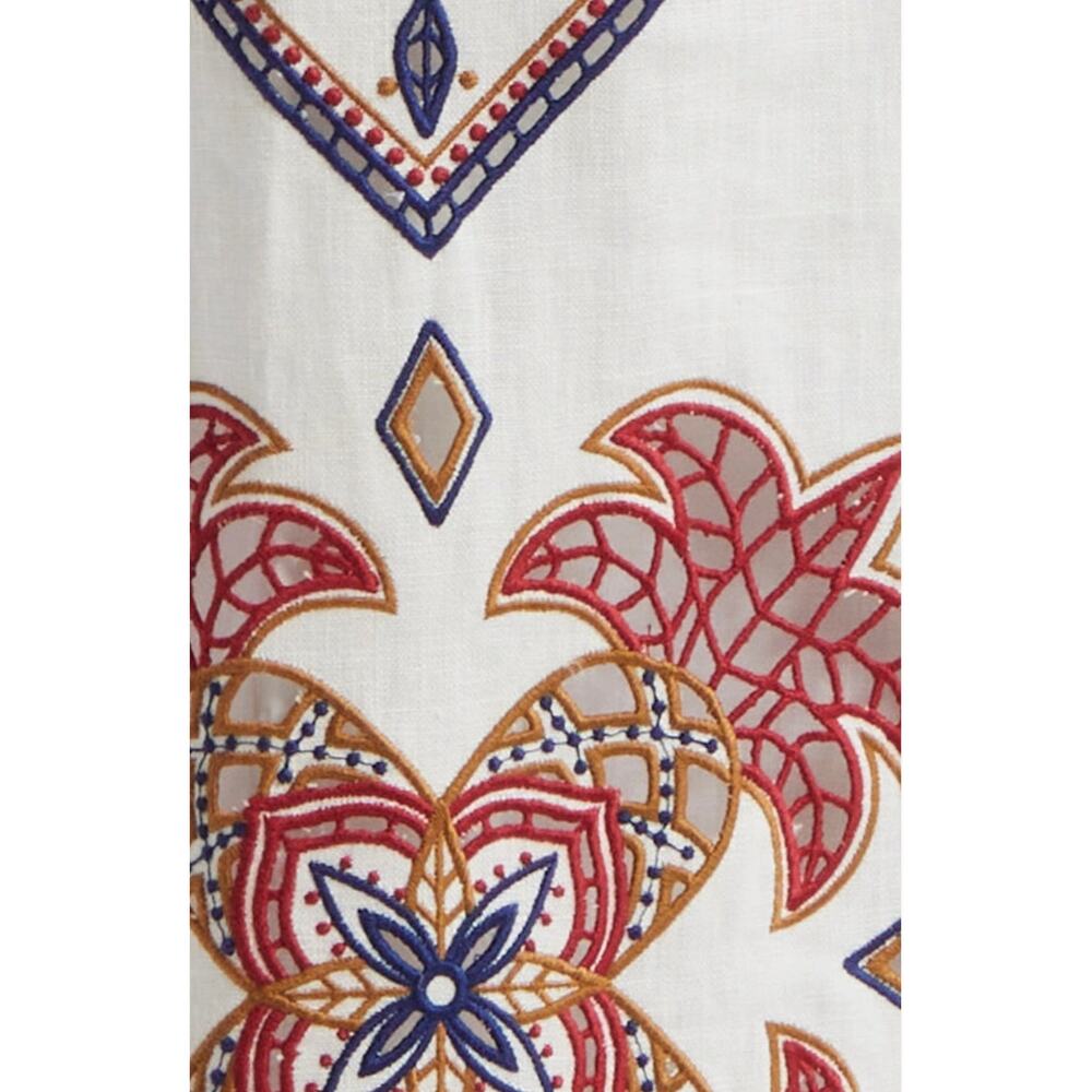 FARM Rio Mary's Tiles Embroidered Linen Dress - Size L (NWOT) - Picture 5 of 8